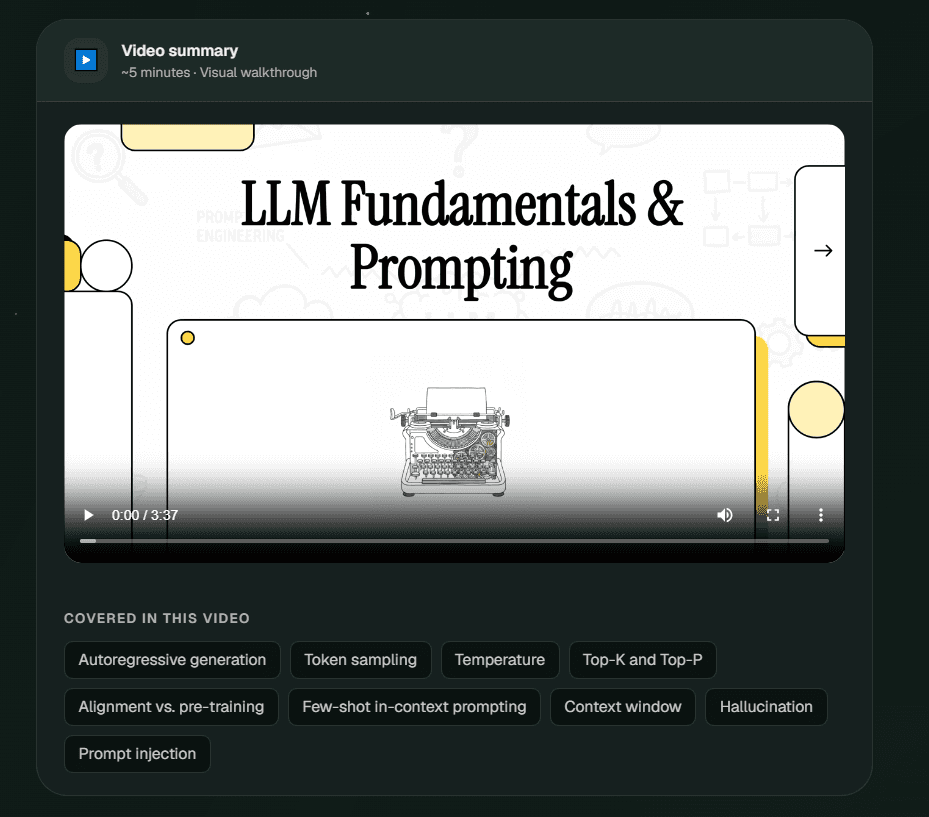 FersmithAI video summary in dark mode